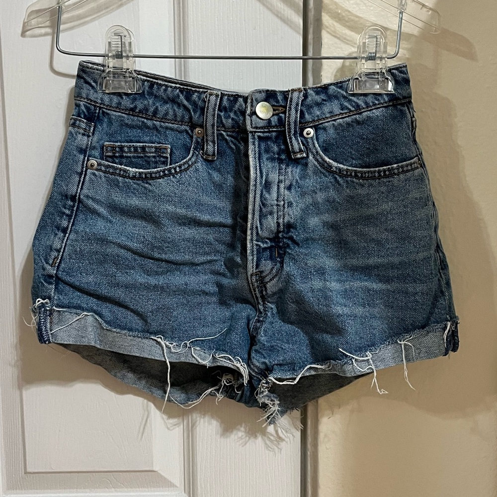 H & M High Waisted button Fly denim shorts